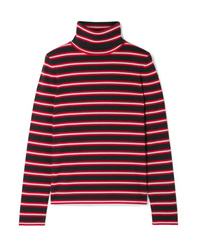 Red Horizontal Striped Wool Turtleneck