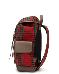 Gucci Red And Green Houndstooth Gg Backpack