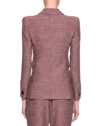 Giorgio Armani Houndstooth Double Breasted Novelty Jacket Red