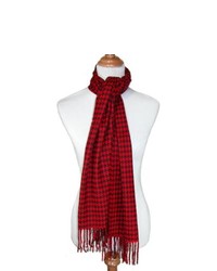 CTM Cashmere Feel Houndstooth Pattern Scarf Red One Size