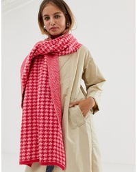 New Look Dogtooth Scarf In Pink Pattern