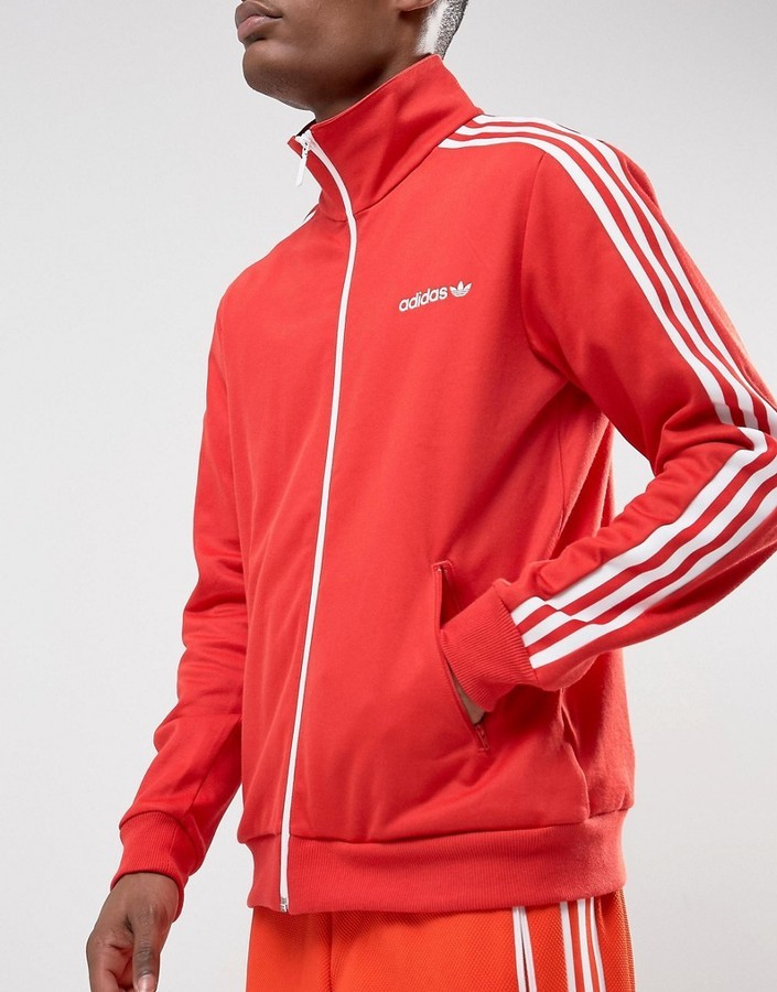 adidas beckenbauer jacket red