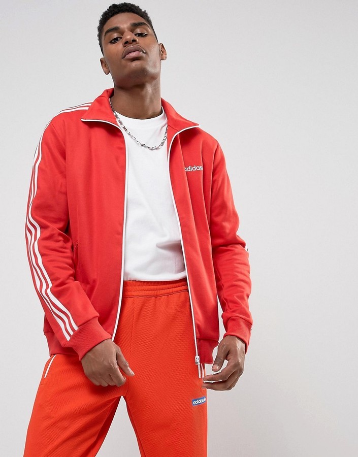 adidas originals track jacket red