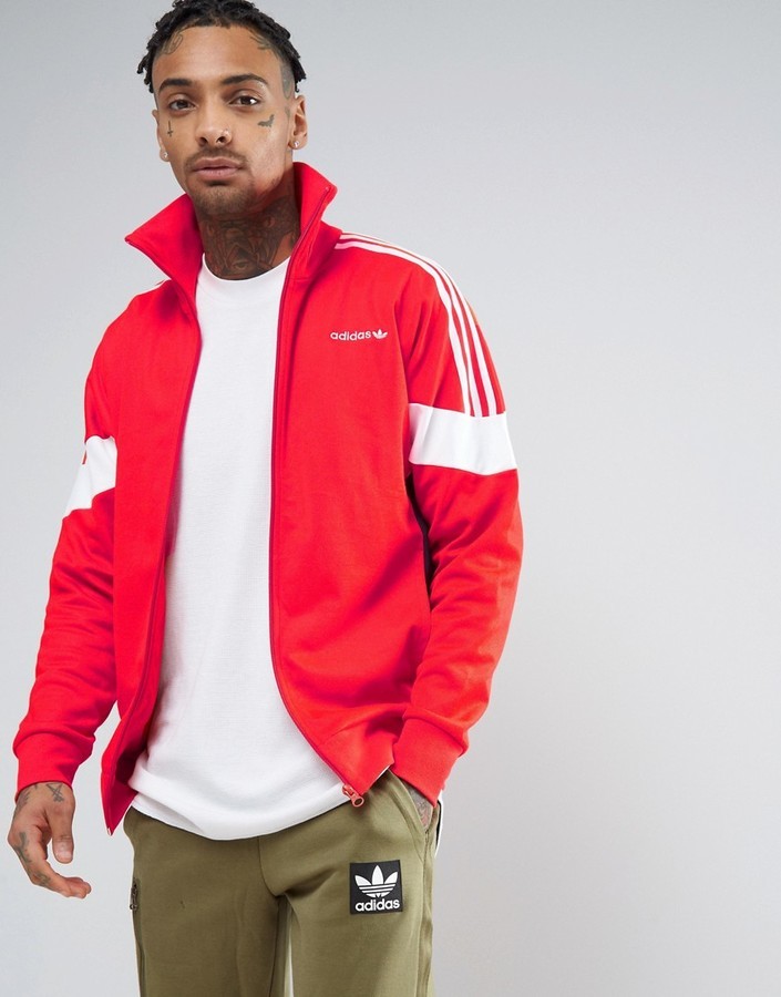 adidas red track jacket mens