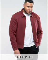 Asos Plus Jersey Harrington Jacket In Red
