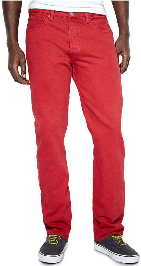 Levi's 501 Original Fit Jester Red Jeans, $68 | Macy's | Lookastic