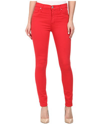 Hudson Barbara High Waist Super Skinny Ankle Jeans In Larkspur Red