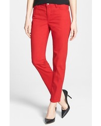 NYDJ Clarissa Colored Ankle Stretch Skinny Jeans Crimson Red 0p