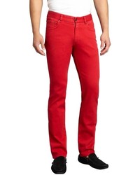 Zegna Sport Red Stretch Denim Straight Leg Slim Fit Jeans