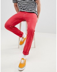ASOS DESIGN Slim Jeans In Red