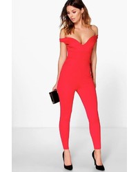 Boohoo Amy Off The Shoulder Sweetheart Neck Jumpsuit
