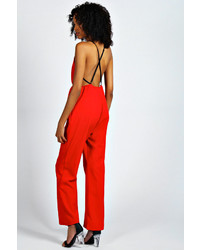 Boohoo Emily Caged Deep Plunge Woven Jumpsuit