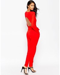 Asos Collection Jumpsuit With Wrap Front And Cut Out Back And Self Tie
