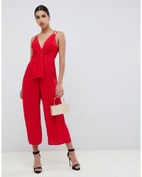 ASOS DESIGN Jumpsuit With Tie Front And Wide Leg