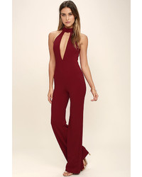 LuLu*s You Light Up My Life Wine Red Jumpsuit