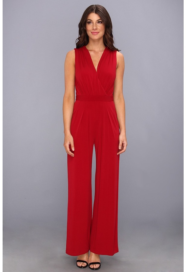 vince camuto faux wrap jersey jumpsuit