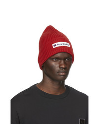 Acne Studios Red Wool Patch Beanie