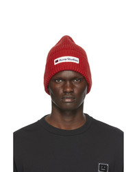 Acne Studios Red Wool Patch Beanie