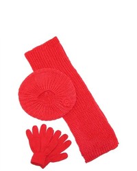 CTM Girls Beret Scarf And Glove Rosette Set