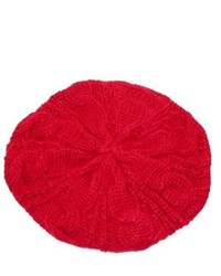 CTM Winter Chunky Cable Knit Beret Red One Size