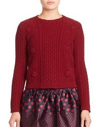 Red Knit Cable Sweater
