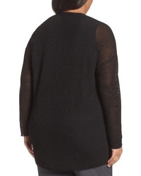 Eileen Fisher Plus Size Organic Linen Blend Crepe Knit Cardigan