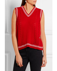 Miu Miu Pointelle Knit Cashmere Sweater Red