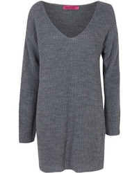 Boohoo Mia V Front Oversized Knitted Jumper Dress