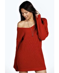 Boohoo Mia V Front Oversized Knitted Jumper Dress