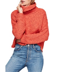 Red Knit Cowl-neck Sweater