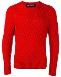 Red Knit Crew-neck Sweater