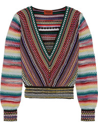 Missoni Cropped Crochet Knit Sweater Red