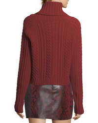 Alice + Olivia Tobin Cable Knit Cropped Turtleneck Sweater