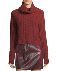 Alice + Olivia Tobin Cable Knit Cropped Turtleneck Sweater