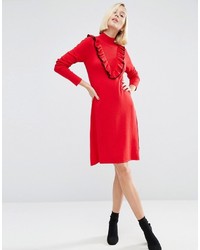 Asos Knitted Dress With Ruffle Detail