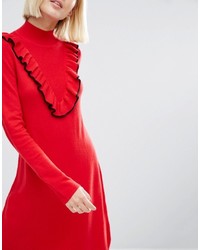 Asos Knitted Dress With Ruffle Detail