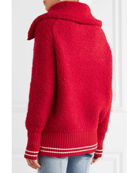 Miu Miu Oversized Boucl Knit Cardigan Red