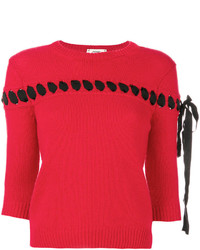 Red Knit Lace Blouse