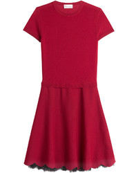 RED Valentino Knit Dress With Lace Hem Detail