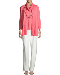 Caroline Rose Linen Knit Midi Cardigan Plus Size