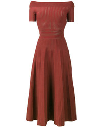 Red Knit Off Shoulder Dress