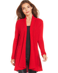Red Knit Open Cardigan