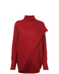 Sally Lapointe Draped Rib Knit Turtleneck Sweater