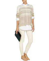 Elizabeth and James Open Knit Linen And Cotton Blend Sweater