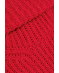 Balenciaga Oversized Ribbed Wool Turtleneck Sweater Red