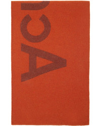 Acne Studios Brown Orange Logo Jacquard Scarf
