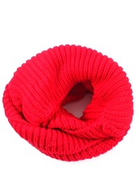 IDS 2 Circle Cable Knit Cowl Neck Long Scarf Shawl Red