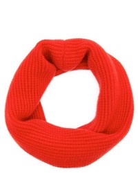 Portolano Tomato Red Cashmere Rib Knit Infinity Scarf