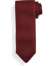 Tom Ford Thin Striped Knit Tie Red