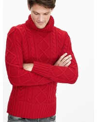Cable Knit Turtleneck Pullover
